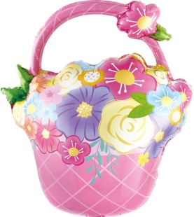 Шар (27''/69 см) Фигура, Цветочная корзинка, Розовый, 1 шт. в уп.