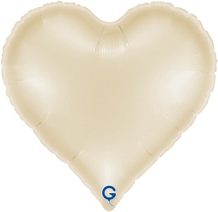 Шар (18''/46 см) Сердце, Кремовый, Сатин, 1 шт.